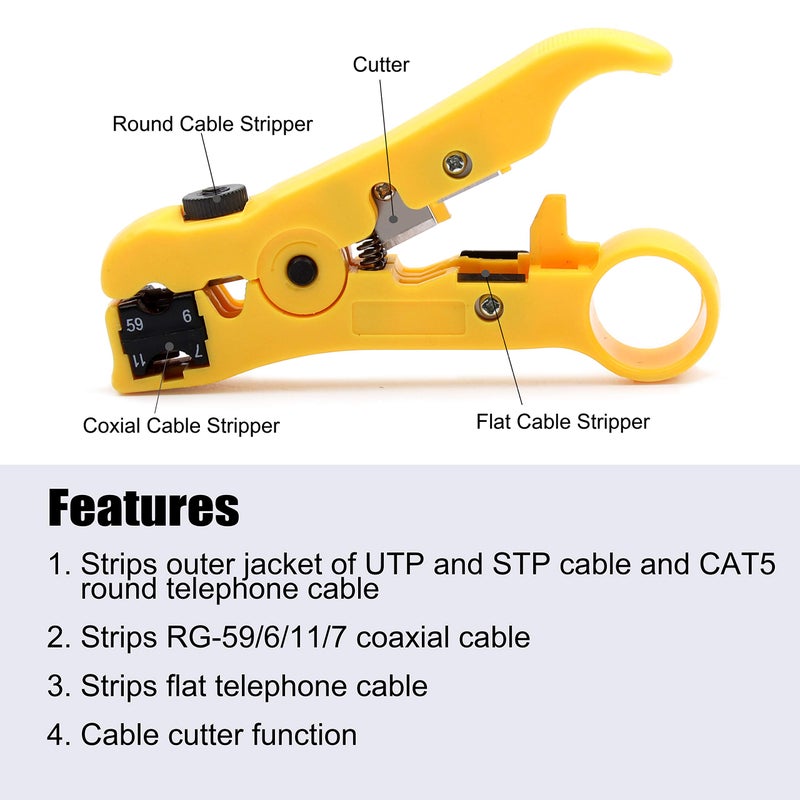 Yangoutool Coax Compression Tool, Coax Cable Crimper and RG6 Compression Tool for RG6, RG11 and RG59 Cable F-Connectors - Image 2